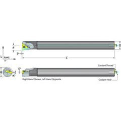 .625 Shank Coolant Thru Boring Bar- -3° Lead Angle for TPMT 21.51 Style Inserts - Industrial Tool & Supply