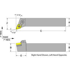 MDQNL20-4D - LH 1-1/4 x 1-1/4" Turning Tool Holder - Industrial Tool & Supply