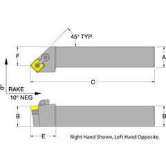 MSSNR20-5D - RH 1-1/4 x 1-1/4 Turning Tool Holder - Industrial Tool & Supply