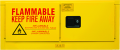 12 Gallon - All Welded - FM Approved - Flammable Safety Cabinet with Legs - Manual Doors - 1 Shelf - Safety Yellow - Industrial Tool & Supply