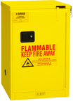 12 Gallon - All Welded - FM Approved - Flammable Safety Cabinet - Self-closing Doors - 1 Shelf - Safety Yellow - Industrial Tool & Supply