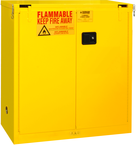 30 Gallon - All welded - FM Approved - Flammable Safety Cabinet - Self-closing Doors - 1 Shelf - Safety Yellow - Industrial Tool & Supply