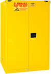 90 Gallon - All Welded - FM Approved - Flammable Safety Cabinet - Self-closing Doors - 2 Shelves - Safety Yellow - Industrial Tool & Supply