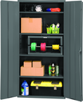 36"W - 16 Gauge - Lockable Cabinet - 4 Adjustable Shelves - Flush Door Style - Gray - Industrial Tool & Supply