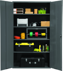 48"W - 16 Gauge - Lockable Shelf Cabinet - 4 Adjustable Shelves - Flush Door Style - Gray - Industrial Tool & Supply