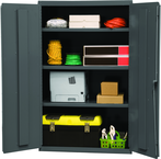 36"W - 16 Gauge - Lockable Shelf Cabinet - 3 Adjustable Shelves - Flush Door Style - Gray - Industrial Tool & Supply