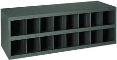 12" Deep Bin - Steel - Cabinet - 16 opening bin - for small part storage - Gray - Industrial Tool & Supply