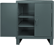 36"W - 14 Gauge - Lockable Shelf Cabinet - 2 Adjustable Shelves - Recessed Door Style - Gray - Industrial Tool & Supply