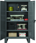 36"W - 14 Gauge - Lockable Shelf Cabinet - 3 Adjustable Shelves - Recessed Door Style - Gray - Industrial Tool & Supply