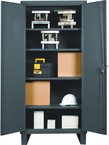 36"W - 14 Gauge - Lockable Shelf Cabinet - 4 Adjustable Shelves - Recessed Door Style - Gray - Industrial Tool & Supply