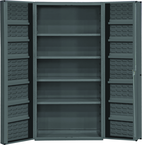 36"W - 14 Gauge - Lockable Shelf Cabinet - 4 Adjustable Shelves - 12 Door Shelves - Deep Door Style - Gray - Industrial Tool & Supply