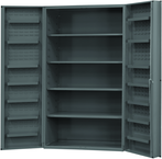 48"W - 14 Gauge - Lockable Shelf Cabinet - 4 Adjustable Shelves - 14 Door Shelves - Deep Door Style - Gray - Industrial Tool & Supply