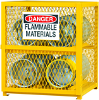 30"W - All Welded - Angle Iron Frame with Mesh Side - Horizontal Gas Cylinder Cabinet - 1 Shelf - Magnet Door - Safety Yellow - Industrial Tool & Supply
