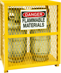 30 x 20 x 33-1/2" - All Welded - Angle Iron Frame with Mesh Side - Horizontal/Vertical Gas Cylinder Cabinet - Magnet Doors - Safety Yellow - Industrial Tool & Supply