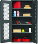 36"W - 14 Gauge - Lockable Ventilated Cabinet - 4 Adjustable Shelves - Flush Door Style - Gray - Industrial Tool & Supply