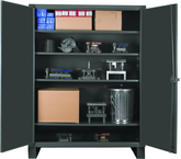 36"W - 12 Gauge - Lockable Cabinet - 4 Adjustable Shelves - Recessed Door Style - Gray - Industrial Tool & Supply