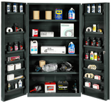 48"W - 14 Gauge - Lockable Cabinet - 4 Adjustable Shelves - 14 Door Shelves - Deep Door Style - Gray - Industrial Tool & Supply