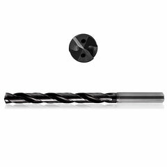 0.4252 mm Dia. × 12 mm Shank × 114 mm Flute Length × 162 mm OAL, 8xD, 140°, Varianta Supral, 2 Flute, Coolant Thru, h6, Cylindrical, Solid Carbide Drill
