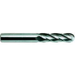 1/2 X 1/2 X 2 X 4 4Fl Long SE Ball CBD TiN-Coated EM - - Industrial Tool & Supply