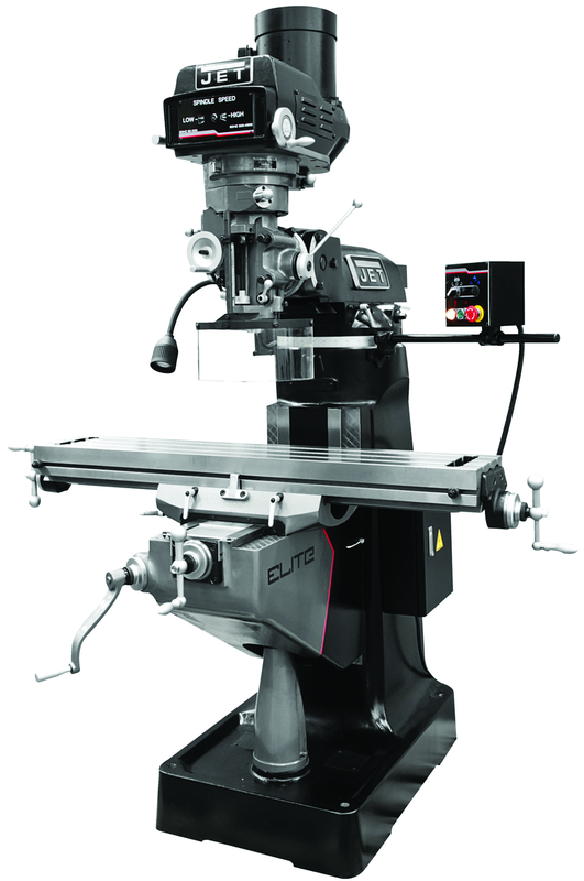 9 x 49" Table Variable Speed Mill With 2-Axis ACU-RITE DP700 DRO and X - Y-Axis JET Powerfeeds - Industrial Tool & Supply