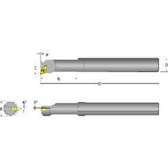 S08K-SDUCR-2 Right Hand 1/2 Shank Indexable Boring Bar - Industrial Tool & Supply