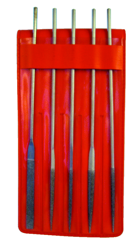 5 Pc. 2" Diamond Length - 5-1/2" OAL - Med Grit - Mini Diamond File Set - Industrial Tool & Supply