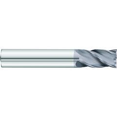 3/8 x 3/8 x 3/4 x 4 OAL .020 C/R 4 Flute Carbide End Mill - Round Shank-AlCrN Coated - Industrial Tool & Supply
