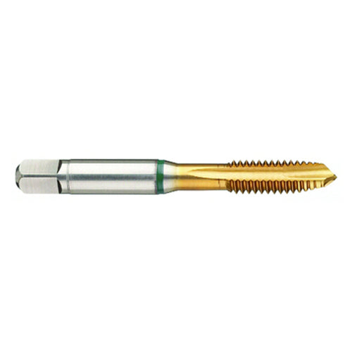 ‎1/4-28 3FL 2B Cobalt Spiral Point Plug Green Ring Tap-TiN - Industrial Tool & Supply