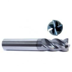 5/8" Dia. - 1-1/4" LOC - 3-1/2" OAL - .030 Radius 4 FL Carbide S/E HP End Mill-Uncoated - Industrial Tool & Supply