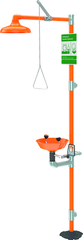 Guardian combination eyewash and shower station. Eyewash features a plastic bowl with two GS-Plus™ spray-type outlet heads that deliver a flood of water for rinsing eyes. - Industrial Tool & Supply