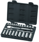 24PC 3/8 DR METRIC SKT SET STD/DEEP - Industrial Tool & Supply