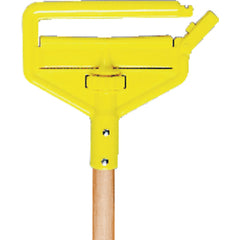 Invader - Side Gate Wet Mop Handle, Large Yellow Plastic Head, Hardwood Handle - Should be used with 5″ headband mops - Industrial Tool & Supply