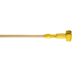 Gripper - Clamp Style Handle - Should be used with 1″ headband mops - Plastic Yellow Head, Hardwood Handle - Industrial Tool & Supply