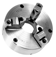 Ajust-Tru+ Universal Chuck - 4" Plain Mount; 3-Jaw; Solid Jaw - Industrial Tool & Supply