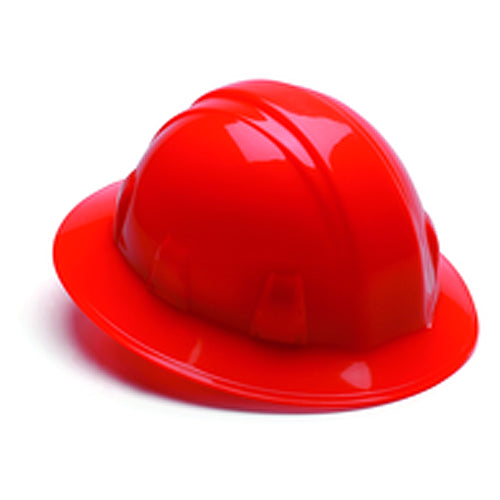 Hard Hat - Hi-Viz Orange Full Brim 4 Point Ratchet Style - Industrial Tool & Supply