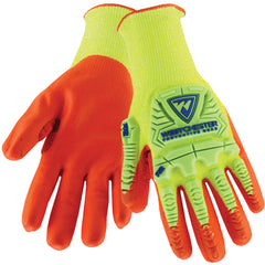 Hi Vis 10 Gauge Yellow HPPE Shell With Orange Foam Nitrile Palm Gloves 2XL - Industrial Tool & Supply
