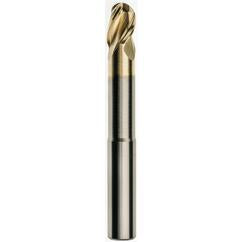 1/2 x 1/2 x 5/8 x 5 w/3-1/4 Reach Ball Nose 3 Flute Carbide M223N Streaker End Mill-ZrN - Industrial Tool & Supply