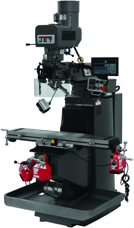 JTM-949EVS Mill With 3-Axis Newall DP700 DRO (Knee) With X-Axis Powerfeed and Air Powered Draw Bar - Industrial Tool & Supply