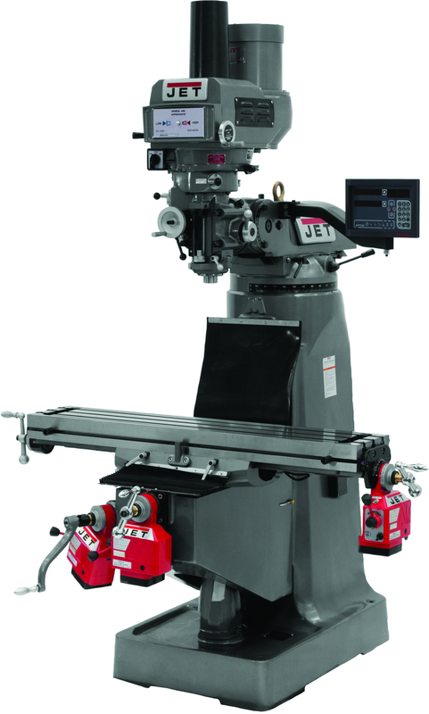 JTM-4VS Mill With 3-Axis Newall DP700 DRO (Quill) With X, Y and Z-Axis Powerfeeds and Power Draw Bar - Industrial Tool & Supply