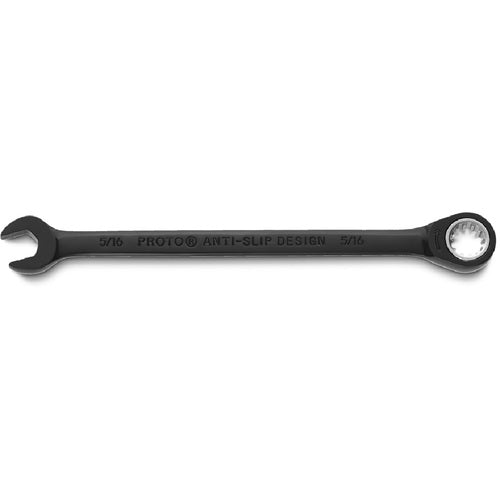 Proto Black Chrome Combination Non-Reversible Ratcheting Wrench 5/16″ - Spline - Industrial Tool & Supply