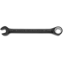 Proto Black Chrome Combination Non-Reversible Ratcheting Wrench 1/2″ - Spline - Industrial Tool & Supply