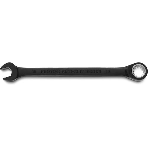 Proto Black Chrome Combination Non-Reversible Ratcheting Wrench 10 mm - Spline - Industrial Tool & Supply
