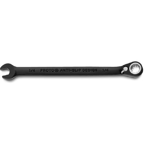 Proto Black Chrome Combination Reversible Ratcheting Wrench 1/4″ - Spline - Industrial Tool & Supply