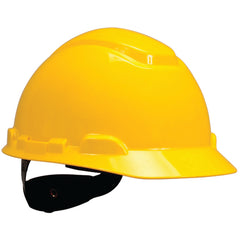 ‎3M Hard Hat with Uvicator H-702R-UV Yellow 4-Point Ratchet Suspension - Industrial Tool & Supply