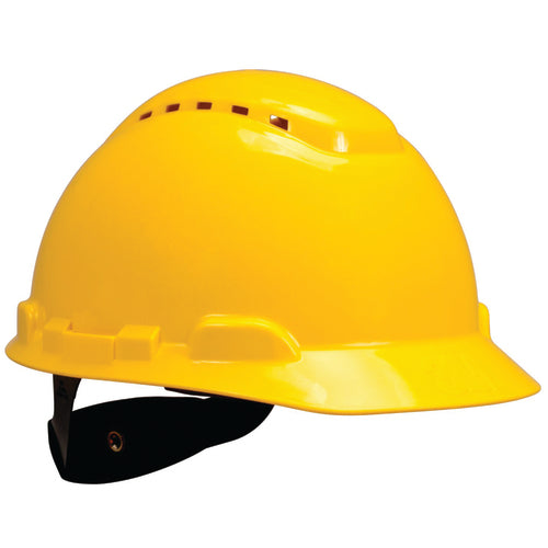 ‎3M Hard Hat with Uvicator H-702V-UV Vented Yellow 4-Point Ratchet Suspension - Industrial Tool & Supply