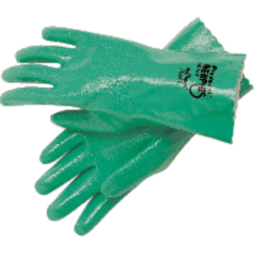 Predaknit Gloves - Green - Full Rough Nitrile Coating - Interlock Lined - 12″ Gauntlet Cuff - Size Large - Industrial Tool & Supply