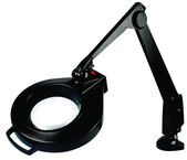 28" Arm 1.75X LED Mag Ben Bench Clamp, Floating Arm Circline - Industrial Tool & Supply