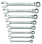 8 Piece - Revesible Combination Ratcheting Wrench Set SAE - Industrial Tool & Supply