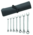 7 Piece - Reversible Combination Ratcheting Wrench Set SAE - Industrial Tool & Supply