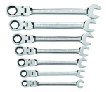 7 Piece - Flex-Head Combination Ratcheting Wrench Set SAE - Industrial Tool & Supply